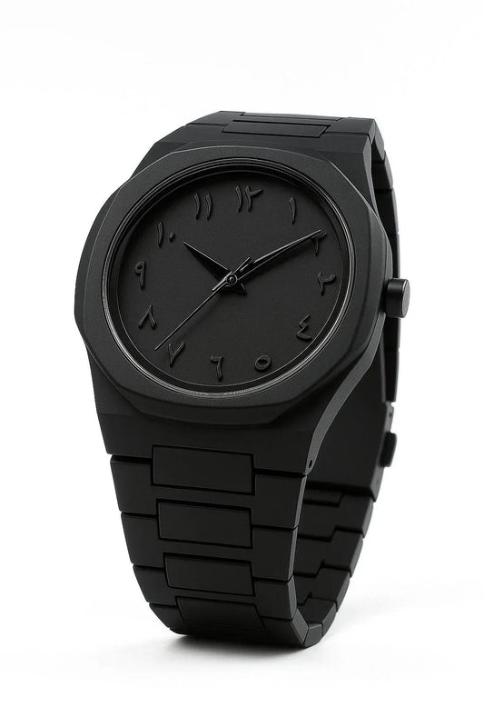 Black Arabic Aura Carbon Fiber Watch for Men